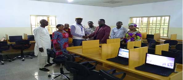 Middle – The University Librarian, Dr. Dan. Ajibili, College Librarian, Dr. Shehu Allahde and other Library staff in a group photograph after establishment of the E-library and a 2-day training session at the Faculty of Basic Clinical Science, Jos.